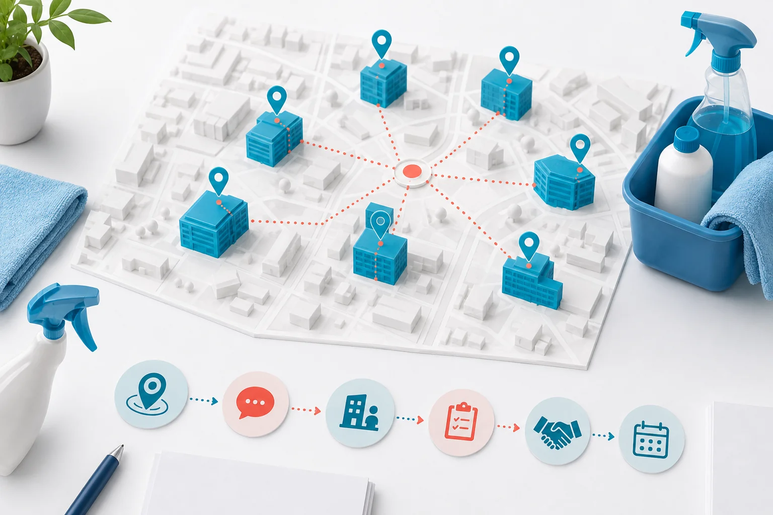 Illustration de l'article Comment prospecter des bureaux pour une entreprise de nettoyage ?