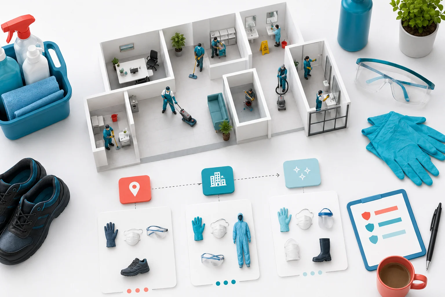 Illustration de l'article Quels EPI prévoir pour les agents de nettoyage selon les interventions ?